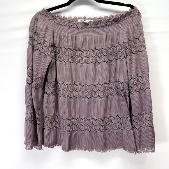 Say‎ What Blouse Women M Medium Purple Striped Long Sleeve Round Neck Casual - Picture 3 of 9